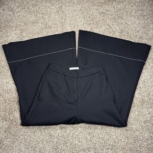 REJINA PYO Una Wide Leg Trousers Black Wool Blend Contrast Stitch US 2 (UK 6)